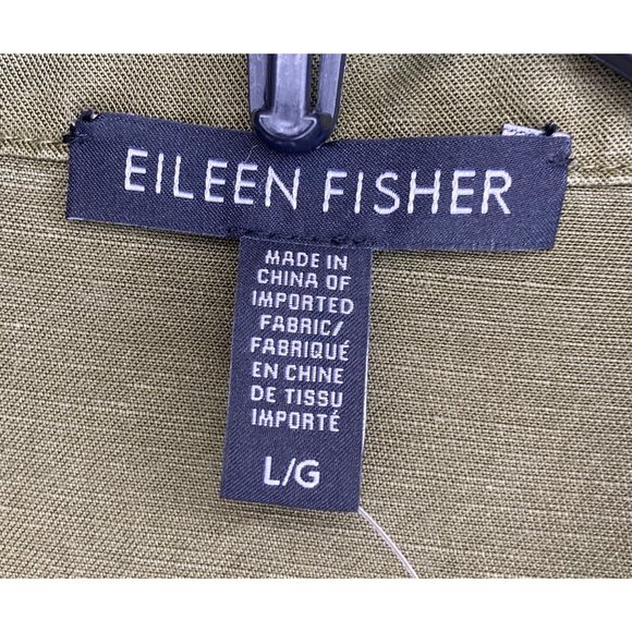 NWT Eileen Fisher Size Large Green Linen Long Sleeve Button Down Cardigan Jacket - Picture 3 of 10